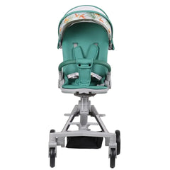 لو كيو عربة اطفال مريحة خفيفة الوزن قابلة للطي بيد واحدة، عربة سفر صغيرة متعددة الاوضاع، مظلة كبيرة الحجم، مساحة تخزين كبيرة جدا متوفرة بألون المشمشي والأخضر.