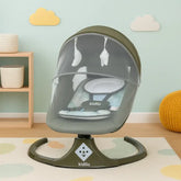 كرسي هزاز للأطفال kidilo كيديلو الأنيق الرمادي متعدد الاستخدامات ٣ في ١ - حركة جانبية، مقعد متكئ، مظلة مع ناموسية، اتصال بلوتوث، جهاز تحكم عن بعد، ١٥ نغمة هادئة, بألون السكني