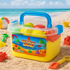 رمل سحري ١ كيلو مع فرشة قابلة للنفخ وقطع الاشكال