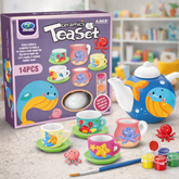 طقم شاي سيراميك للتلوين للأطفال – Ceramics Tea Set للرسم والتلوين (14 قطعة)