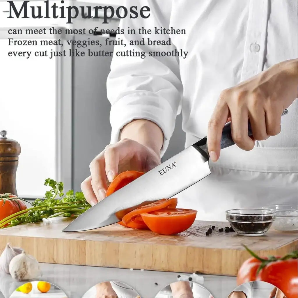 طقم سكاكين المطبخ من EUNA – 5 قطع احترافية بمقابض أكريليك بيضاء ، مصنوعة من الفولاذ المقاوم للصدأ - Sooqja سوقجة