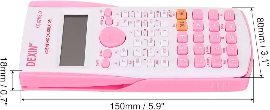 آلة حاسبة علمية KK-82MS-D DEXIN متعددة الوظائف – شاشة ذات سطرين، 240 وظيفة، 12 رقم، مثالية للطلاب والمكاتب والمدارس (أزرق) (زهري) - Sooqja سوقجة