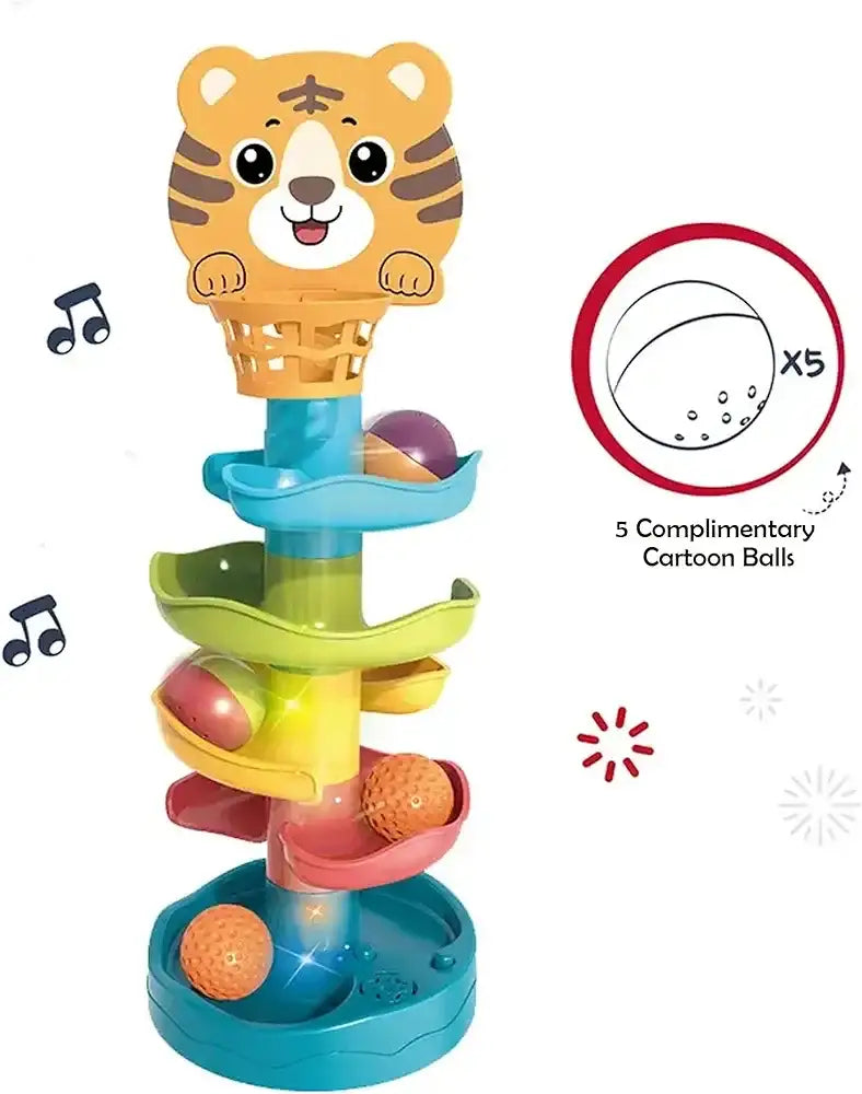 لعبة تعليمية مبكرة للأطفال على شكل برج كرات متدحرجة، مسار دوار - Sooqja سوقجة