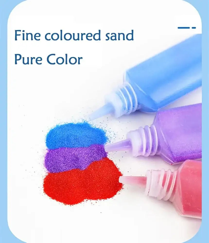 12 ورقة من صور الرسم بالرمل ، 12 زجاجة رمل ملون، مجموعة ورق فني رملي للحرف اليدوية - Sooqja سوقجة