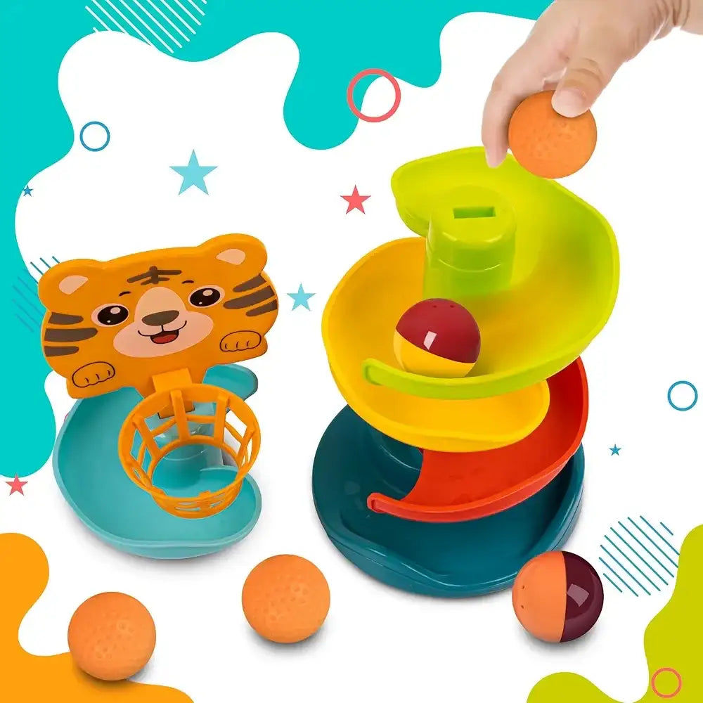 لعبة تعليمية مبكرة للأطفال على شكل برج كرات متدحرجة، مسار دوار - Sooqja سوقجة