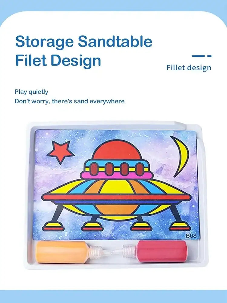 12 ورقة من صور الرسم بالرمل ، 12 زجاجة رمل ملون، مجموعة ورق فني رملي للحرف اليدوية - Sooqja سوقجة