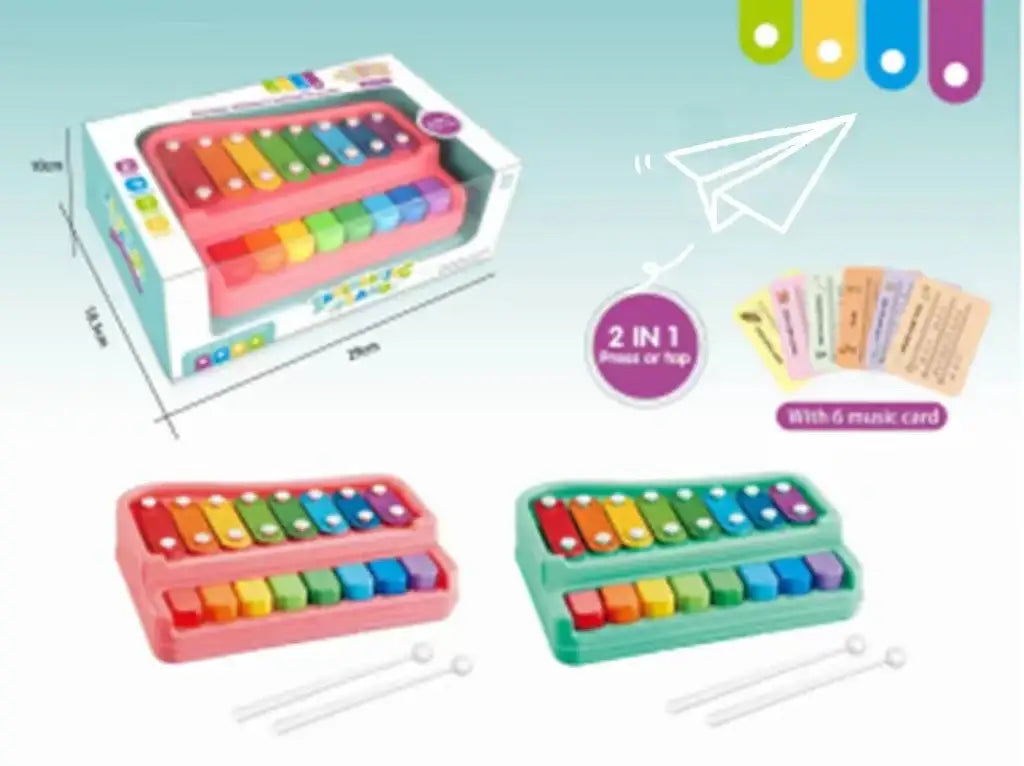 قطعة واحدة لعبة طفل ، 8 درجات إكسيليفون وبيانو 2 في 1 ألعاب موسيقية تعليمية ، تنتج أصوات لحنية - Sooqja سوقجة