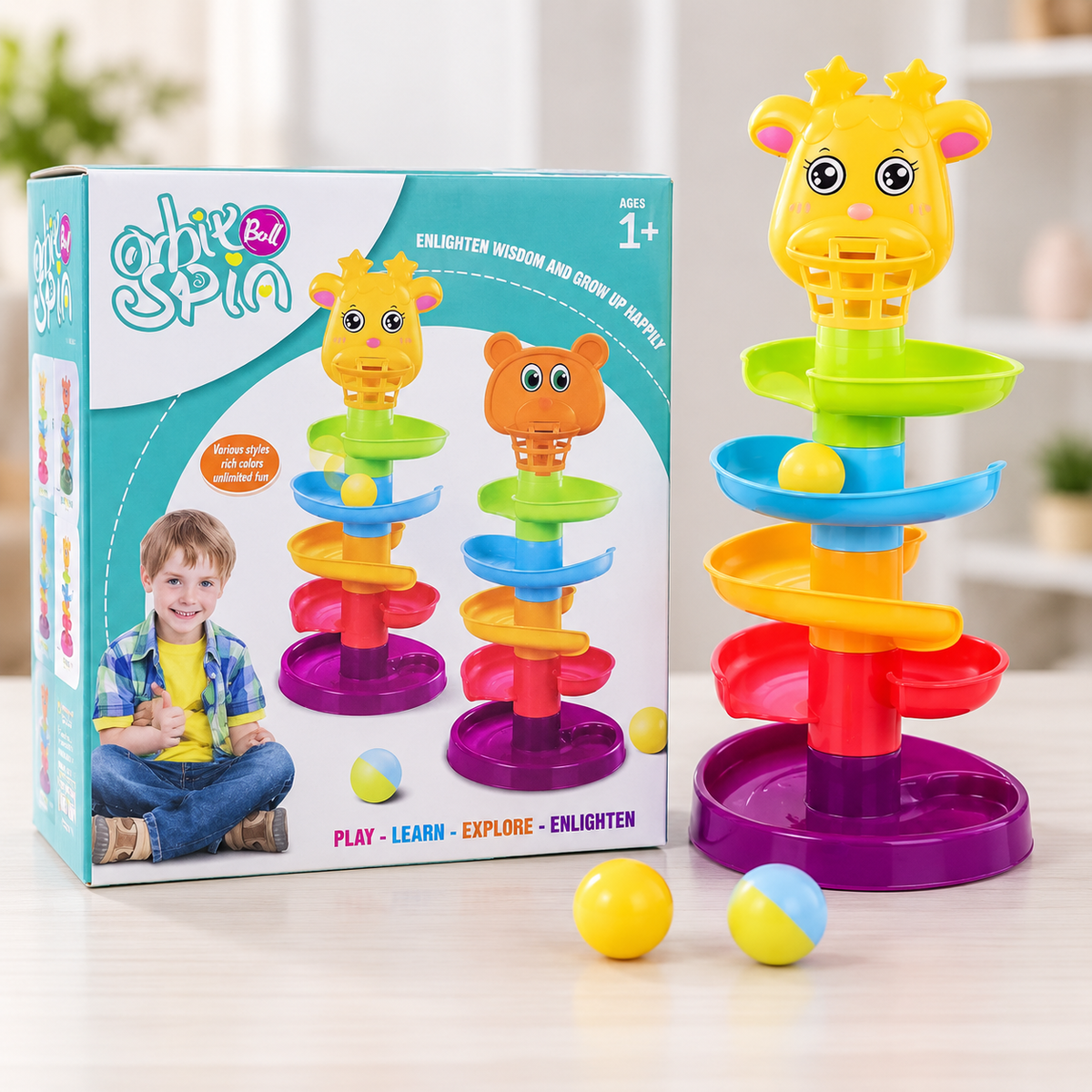 لعبة Orbit Spin Ball برج مسار الكرات الحلزوني - عرض مع العبوة