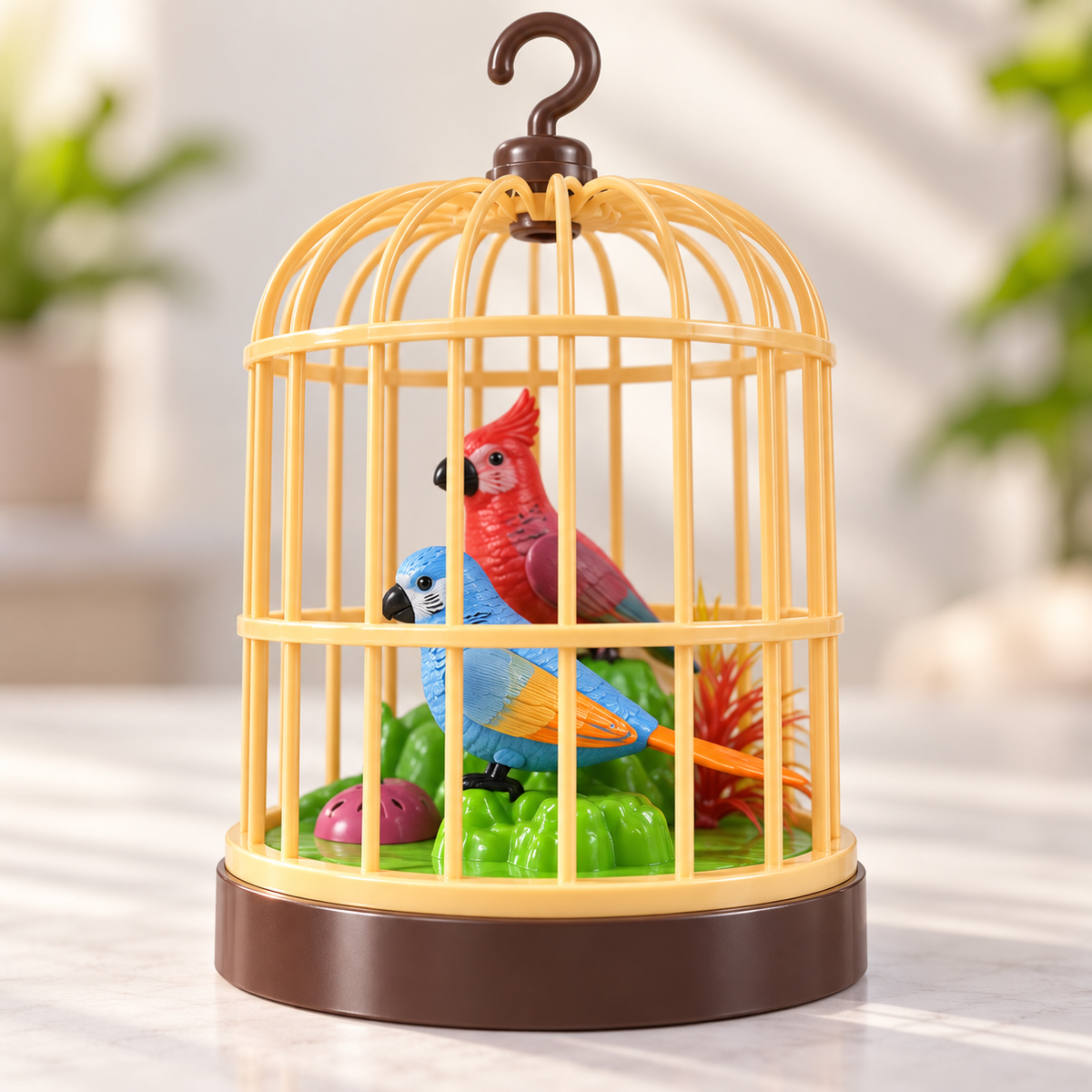 لعبة Pretty Bird بقفص وطائرين ملونين - عرض تفصيلي