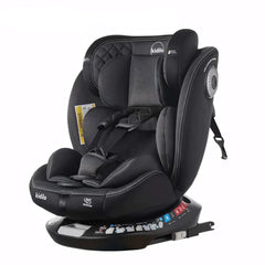 كارسيت /مقعد سيارة Kidilo 360 درجة دوران Isofix مصمم خصيصًا لسلامة الطفل، مبطن، خيار مثالي للعائلات أثناء التنقل متوفر بألون الأسود و السكني
