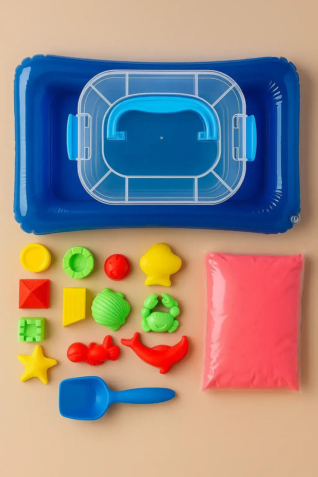 رمل سحري ١ كيلو مع فرشة قابلة للنفخ وقطع الاشكال - Sooqja سوقجة