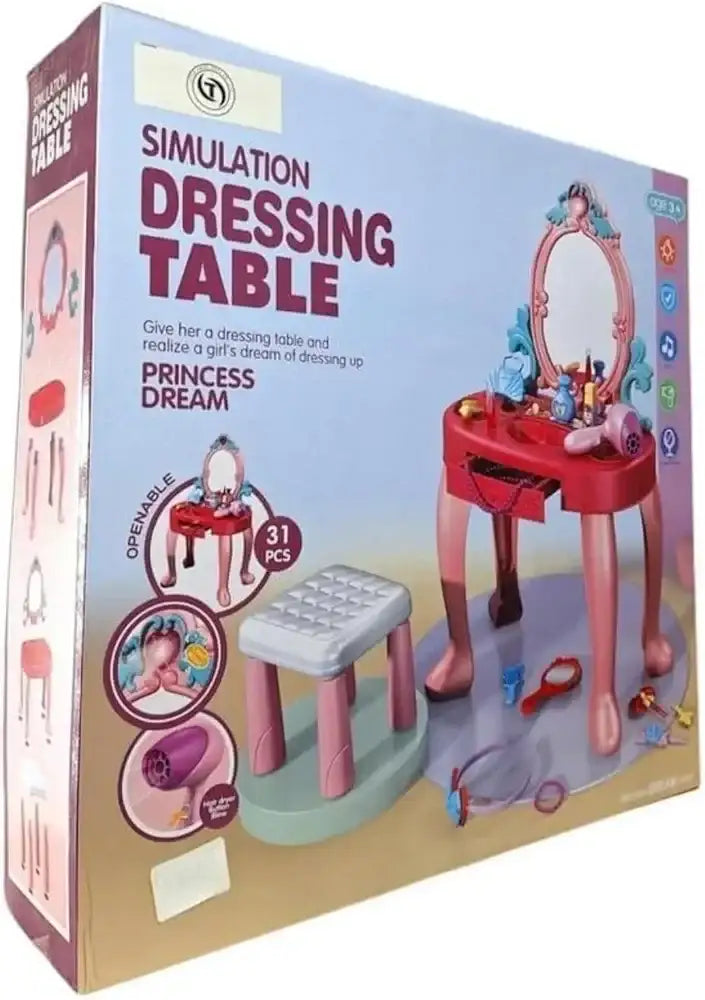 مجموعة أدوات التجميل للأطفال من لينو – طاولة تجميل مع مرآة ومقعد، مثالية للفتيات تضم ألعاب تجميل ممتعة للأميرات، مما يجعلها هدية رائعة للأطفال. - Sooqja سوقجة