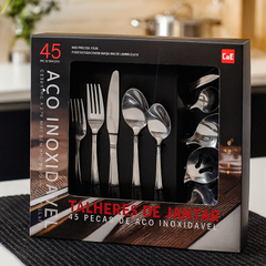 طقم أدوات مائدة من الستانلس ستيل – 45 قطعة من C&E Kitchenware