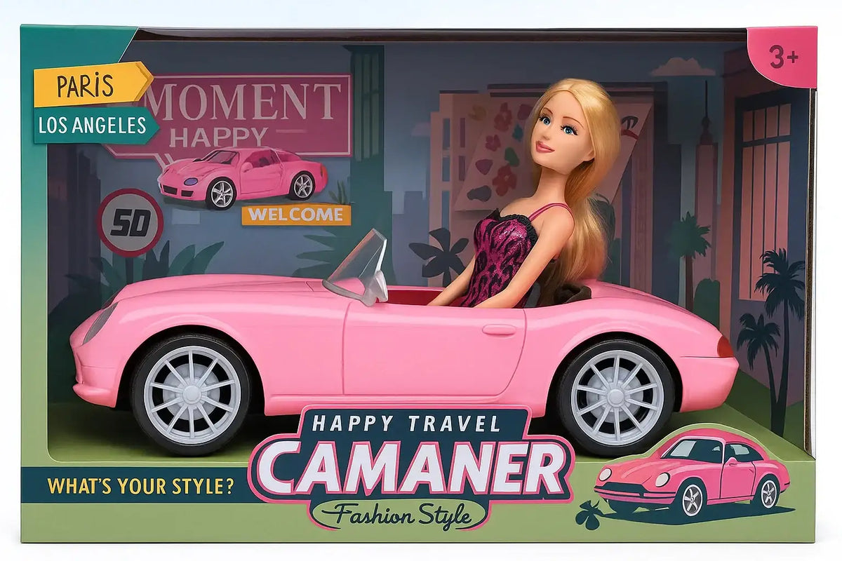 دمية CAMANER مع سيارة مكشوفة - تصميم أنيق وسفر ممتع