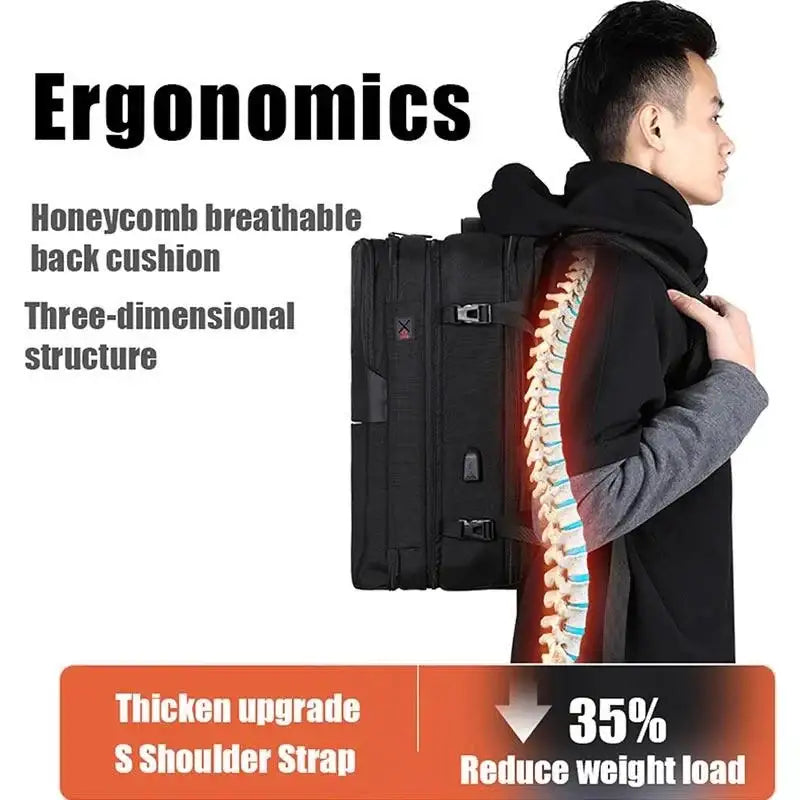 حقيبة ظهر Arctic Hunter 3 في 1 قابلة للتحويل للسفر - حقيبة ظهر يومية مقاومة للماء مع منفذ USB ومقبس سماعة رأس للرجال والنساء، موديل B00382 / Arctic Hunter 3-in-1 Convertible Travel Backpack - Water-Resistant Daypack with USB Port Model B00382 - Sooqja سوقجة