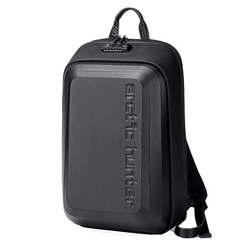 حقيبة ظهر Arctic Hunter شبه صلبة مع قفل TSA، مقاومة للماء، مضادة للسرقة، حقيبة ظهر للكمبيوتر المحمول مقاس 15.6 بوصة للرجال والنساء، B00451 أسود