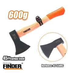 فأس احترافية FINDER PRO Series وزن 600 غرام – فولاذ كربوني مع مقبض خشبي متين