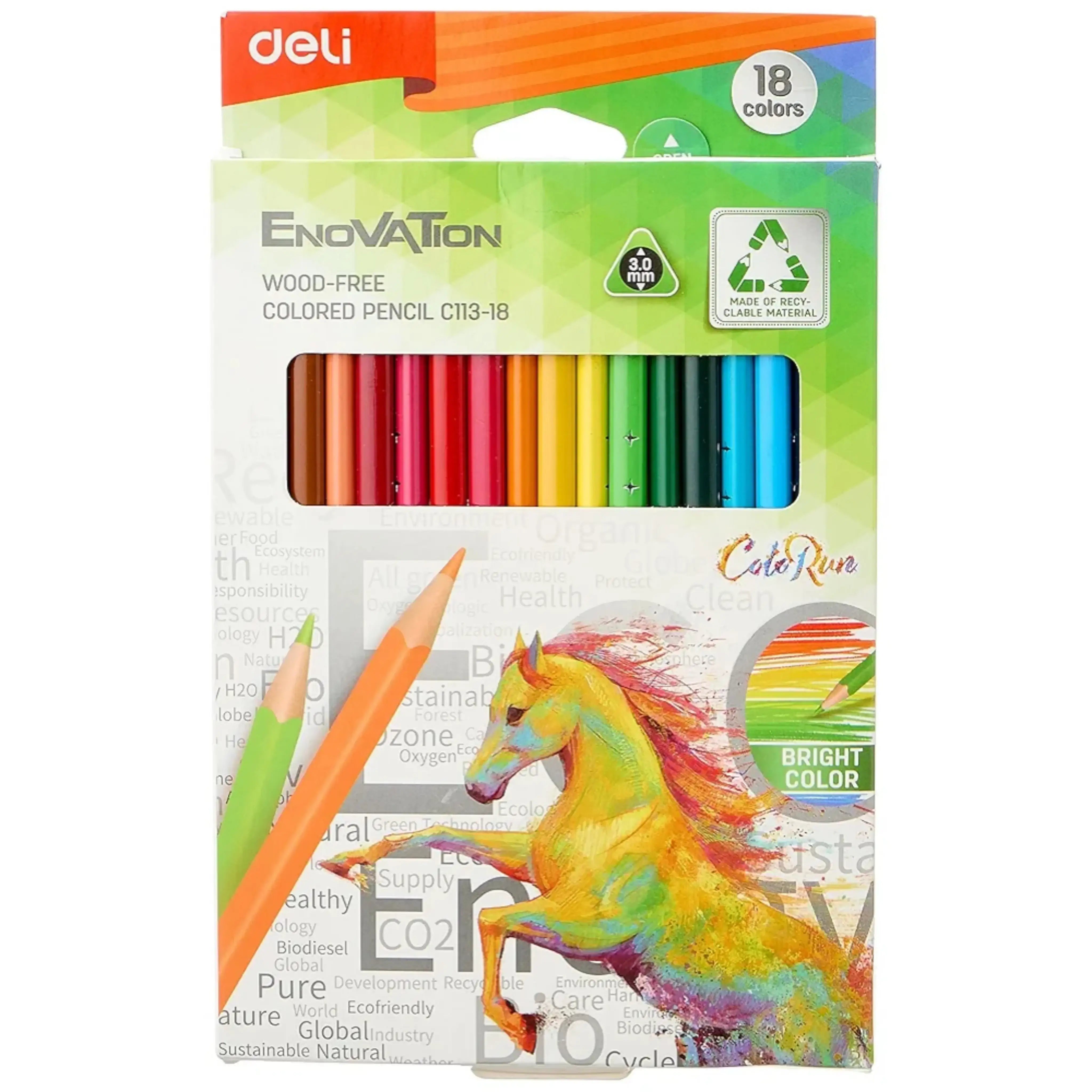 أقلام تلوين خشبية من Deli Enovation، وتأتي في مجموعة من 24 لونًا - Sooqja سوقجة