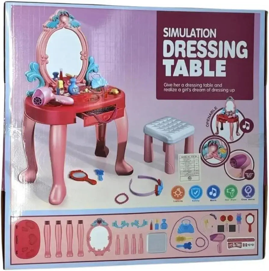 مجموعة أدوات التجميل للأطفال من لينو – طاولة تجميل مع مرآة ومقعد، مثالية للفتيات تضم ألعاب تجميل ممتعة للأميرات، مما يجعلها هدية رائعة للأطفال. - Sooqja سوقجة
