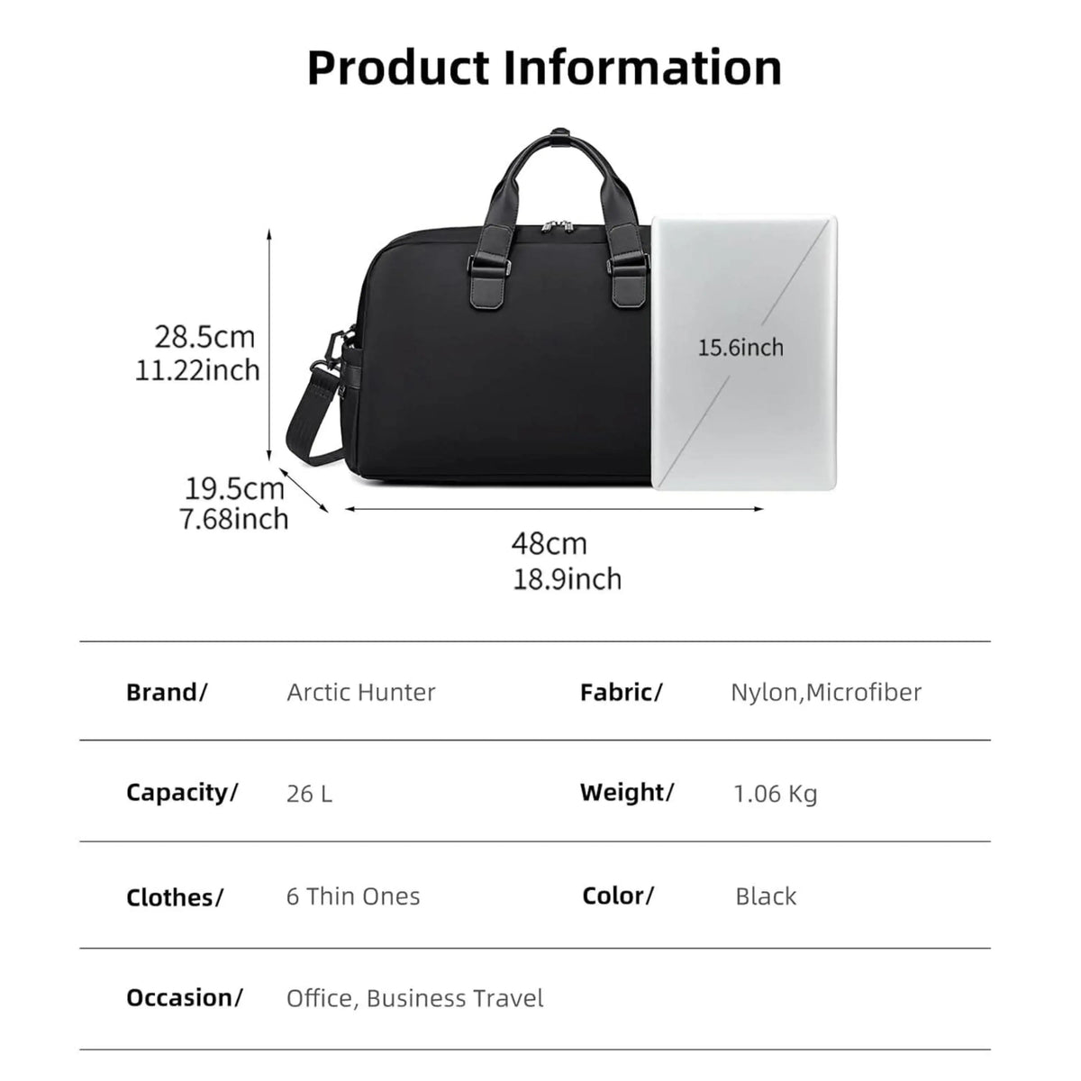 حقيبة ARCTIC HUNTER LXB00842 بتصميم جاف ورطب، حقيبة يد للكمبيوتر المحمول مقاس 15.6 بوصة /ARCTIC HUNTER LXB00842 Dry & Wet Bag, 15.6" Laptop Handbag