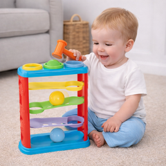 لعبة المطرقة والكرات للأطفال مزودة بمنحدر مسار الكرة & لعبة تراص لتدريب التنسيق بين اليد والعين والتعليم المبكر