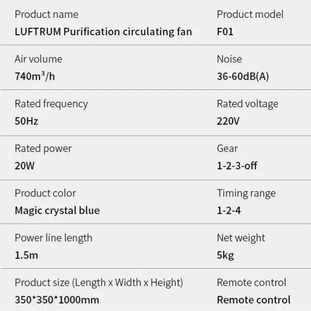 مروحة LUFTTRUM الزرقاء الكريستالية - تجربة تبريد فاخرة وأنيقة