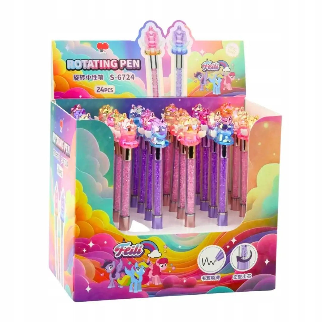 أقلام "Feili Rotating Pen" الدوارة، وهي أقلام جيل مصممة للكتابة وللتسلية من خلال دورانها بألون الزهري والنهدي - Sooqja سوقجة