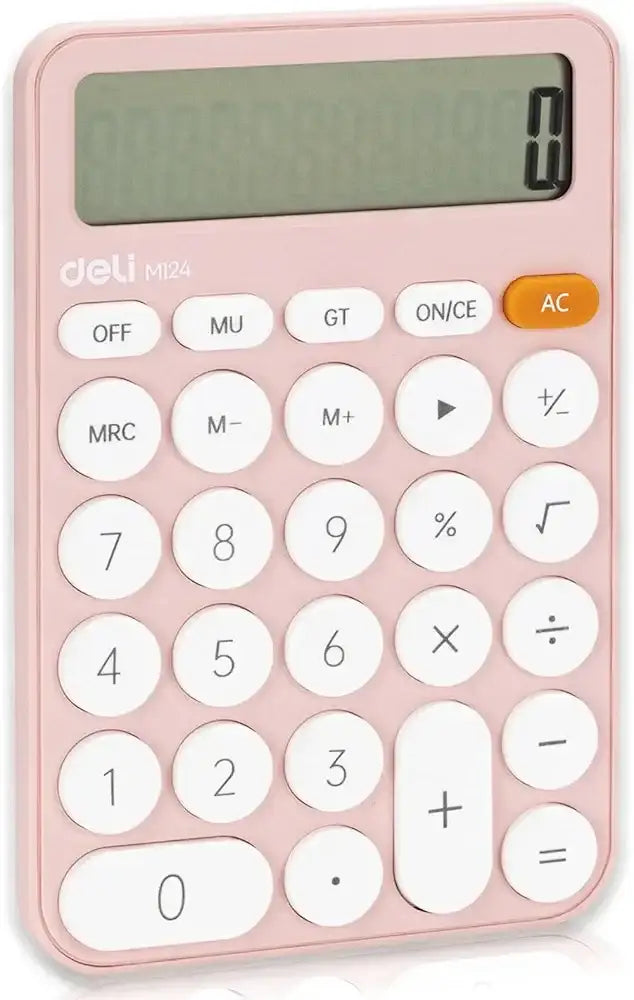 آلة حاسبة ديلي M124 مكتبية ذات شاشة LCD كبيرة مكونة من 12 رقمًا وزر حساس، مع وظائف قياسية للاستخدام المكتبي