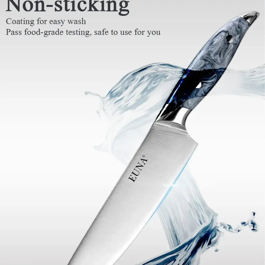 طقم سكاكين المطبخ من EUNA – 5 قطع احترافية بمقابض أكريليك بيضاء ، مصنوعة من الفولاذ المقاوم للصدأ - Sooqja سوقجة