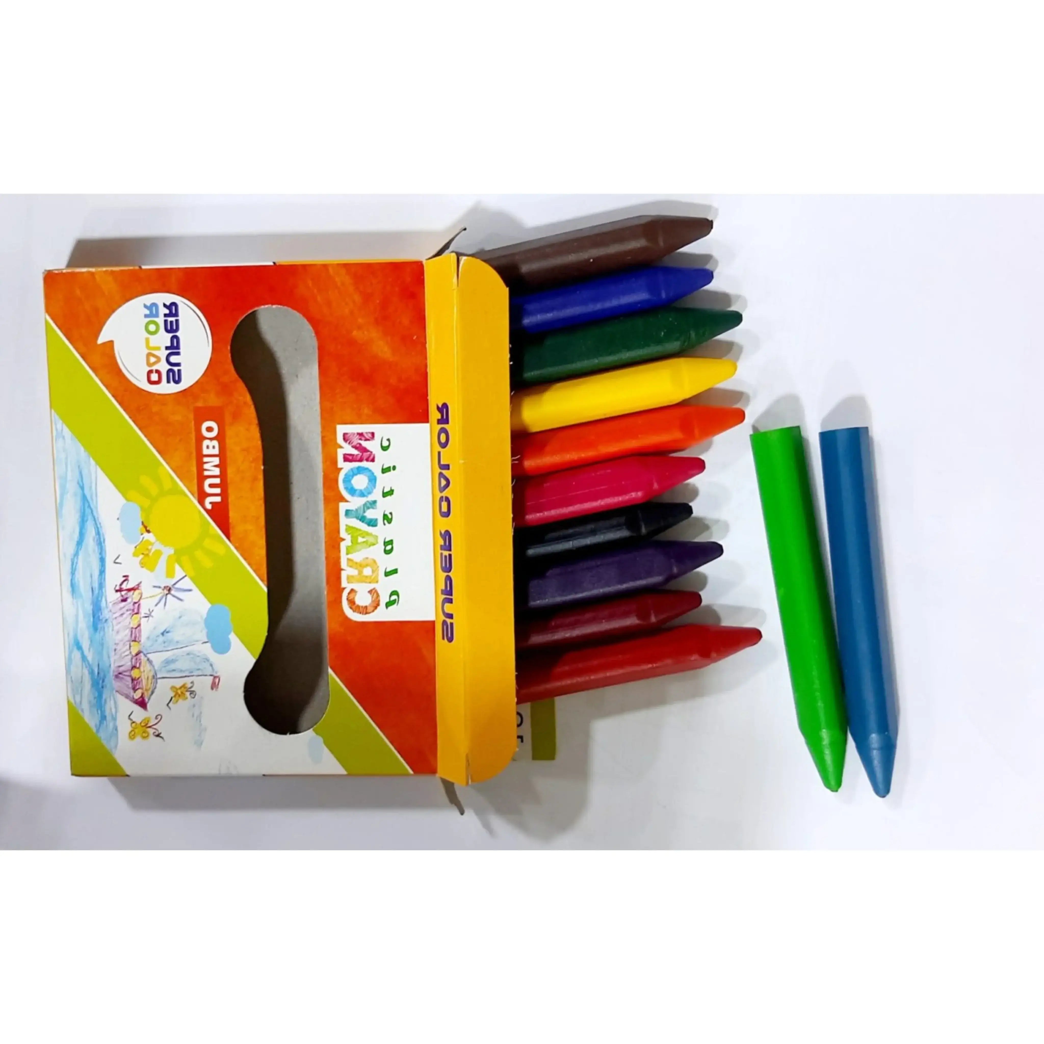 أقلام تلوين شمع بلاستيكية جامبو من "جوردان كولور" تحتوي على 12 لونًا زاهياً - Sooqja سوقجة