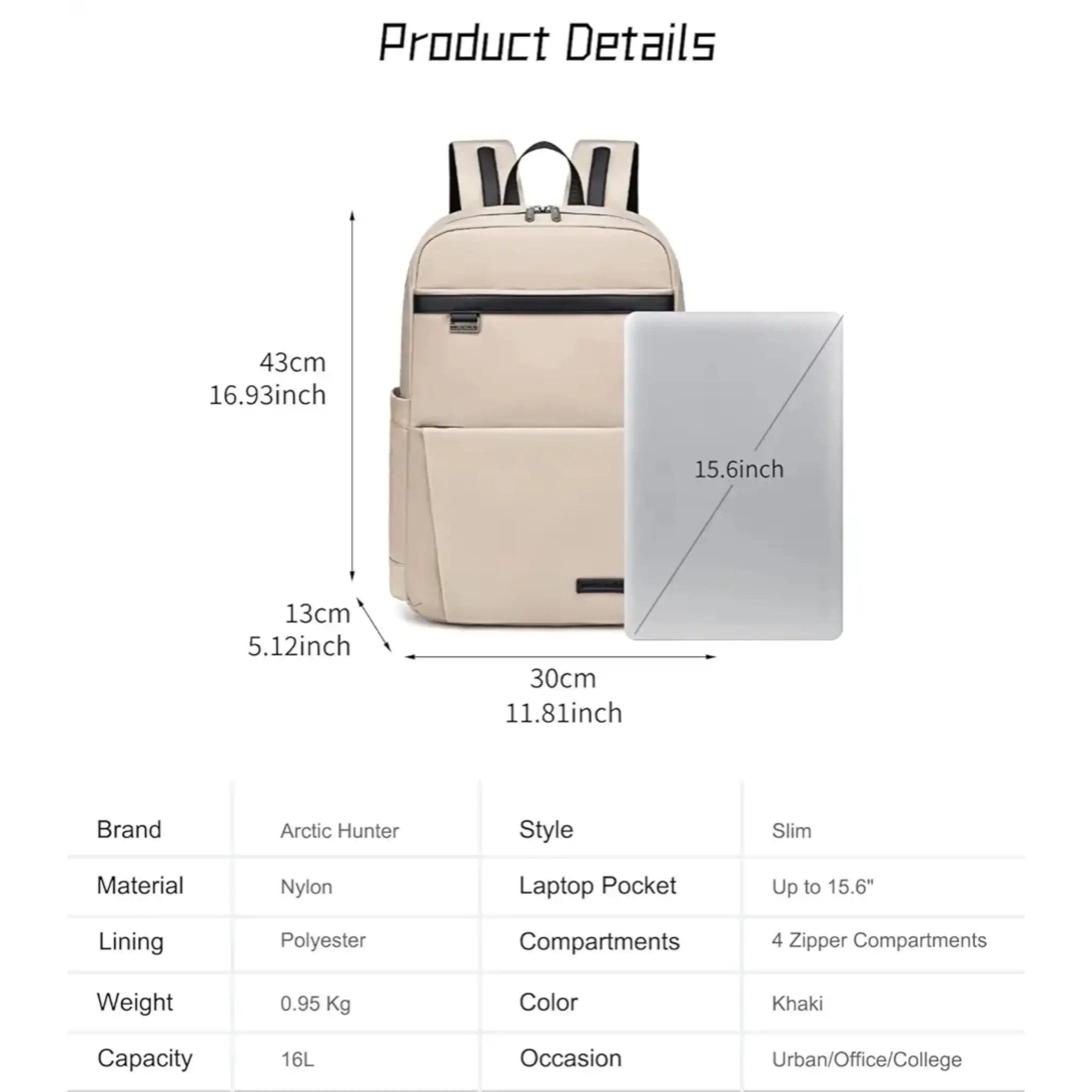 حقيبة ظهر Arctic Hunter للكمبيوتر المحمول للرجال والنساء بسعة 16 لترًا من النايلون المقاوم للماء متوفرة بعدة ألوان رمز B00811/Arctic Hunter Laptop Backpack for Men and Women 16L Waterproof Nylon Code B00811 - Sooqja سوقجة