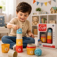 لعبة أكواب التكديس والتركيب الملونة للأطفال – Stacked Cup من عمر 18 شهر+