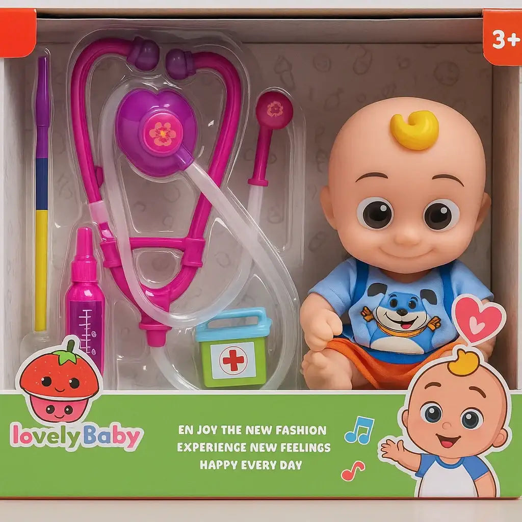 دمية "Lovely Baby" مع أدوات طبيب – لعبة تفاعلية تعليمية للأطفال