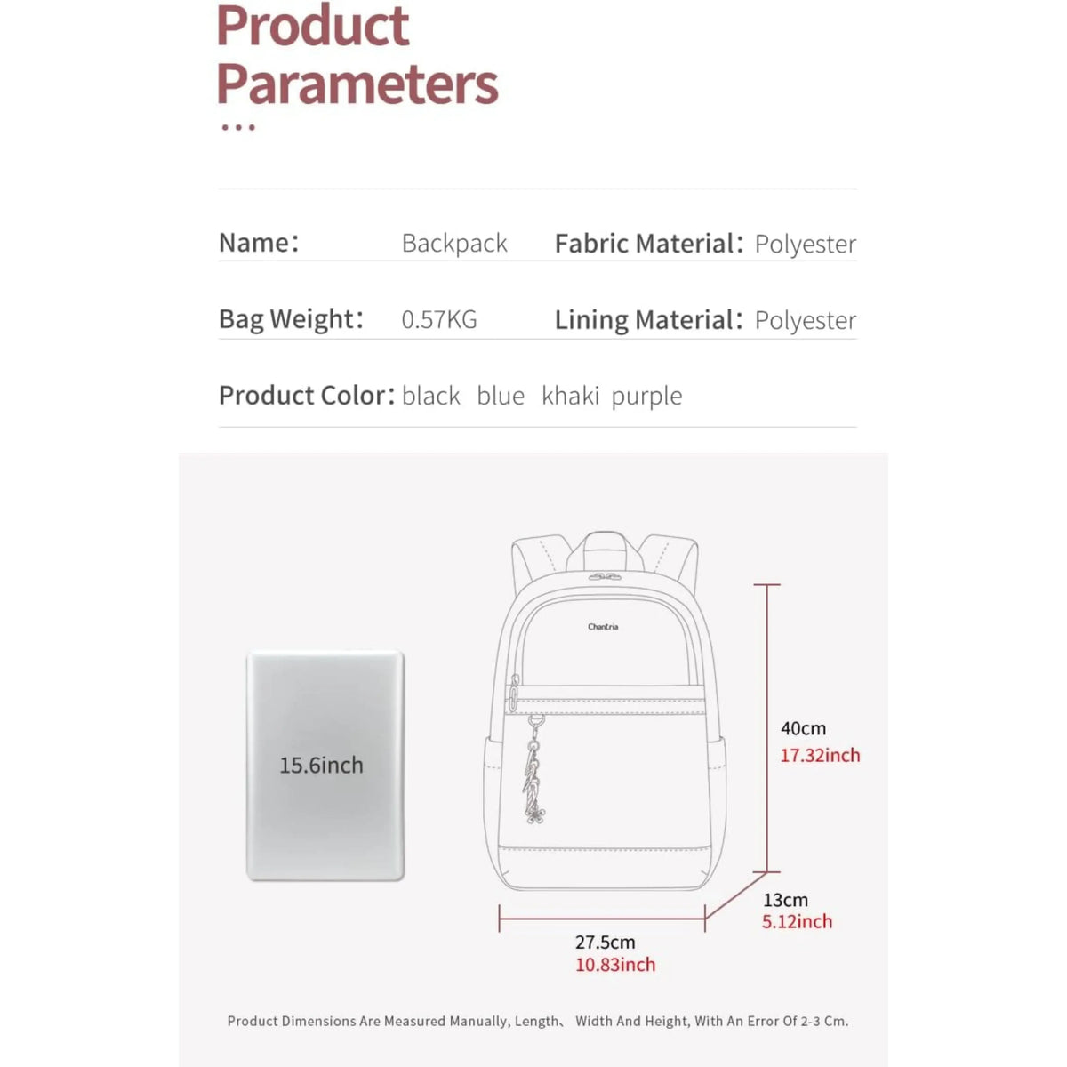 حقيبة ظهر Chantria CB00648 للابتوب