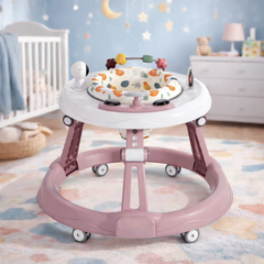 مشاية أطفال متعددة الاستخدامات بارتفاع قابل للتعديل ومقعد مبطن