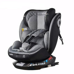 كارسيت /مقعد سيارة Kidilo 360 درجة دوران Isofix مصمم خصيصًا لسلامة الطفل، مبطن، خيار مثالي للعائلات أثناء التنقل متوفر بألون الأسود و السكني