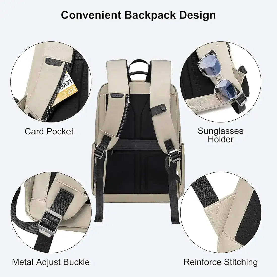 Arctic Hunter B00807 Business Backpack for Men Women 20L Back Compartments 15.6-inch Premium Laptop حقيبة ظهر Arctic Hunter B00807 للأعمال للرجال والنساء بسعة 20 لترًا مع حجرات خلفية للكمبيوتر المحمول مقاس 15.6 بوصة