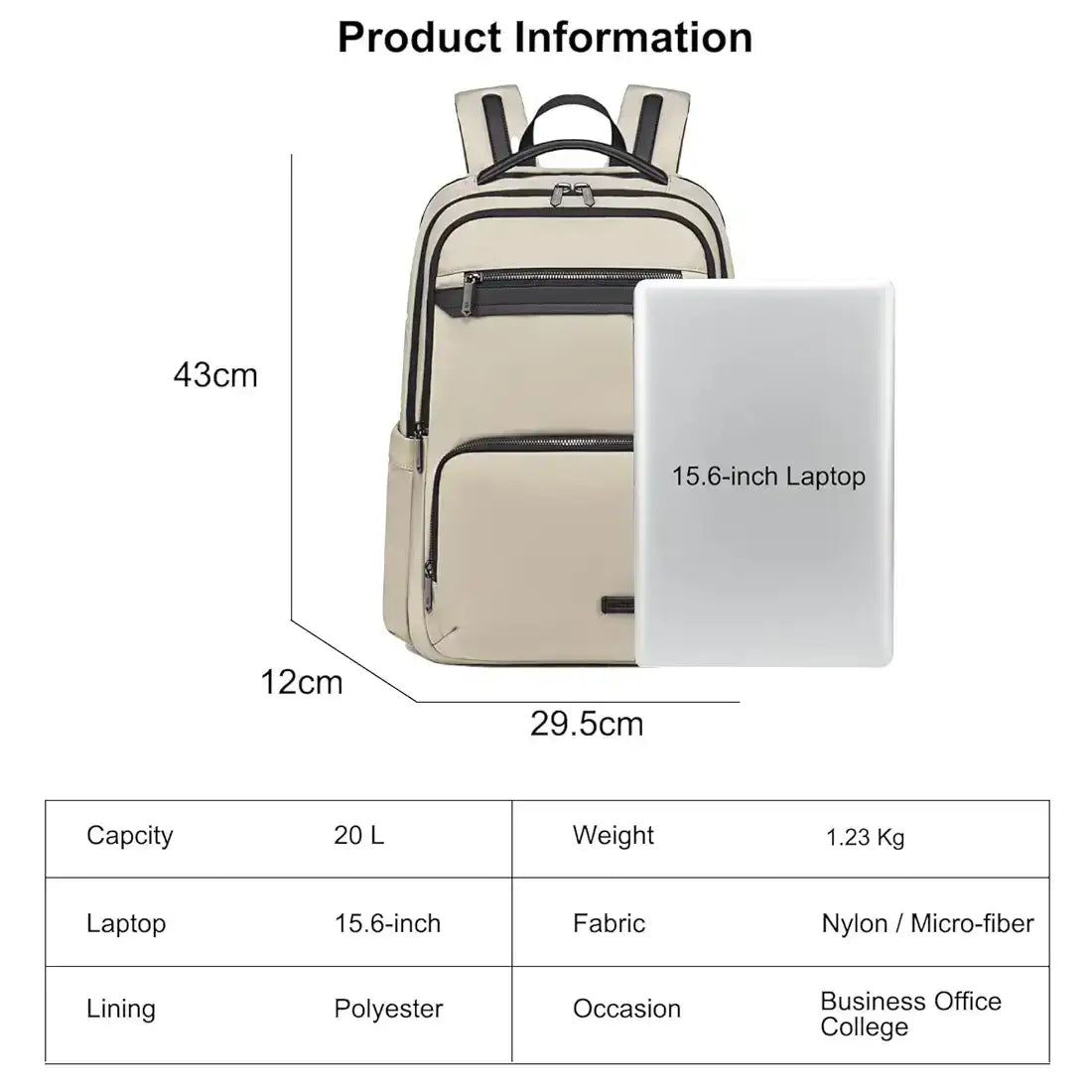 Arctic Hunter B00807 Business Backpack for Men Women 20L Back Compartments 15.6-inch Premium Laptop حقيبة ظهر Arctic Hunter B00807 للأعمال للرجال والنساء بسعة 20 لترًا مع حجرات خلفية للكمبيوتر المحمول مقاس 15.6 بوصة