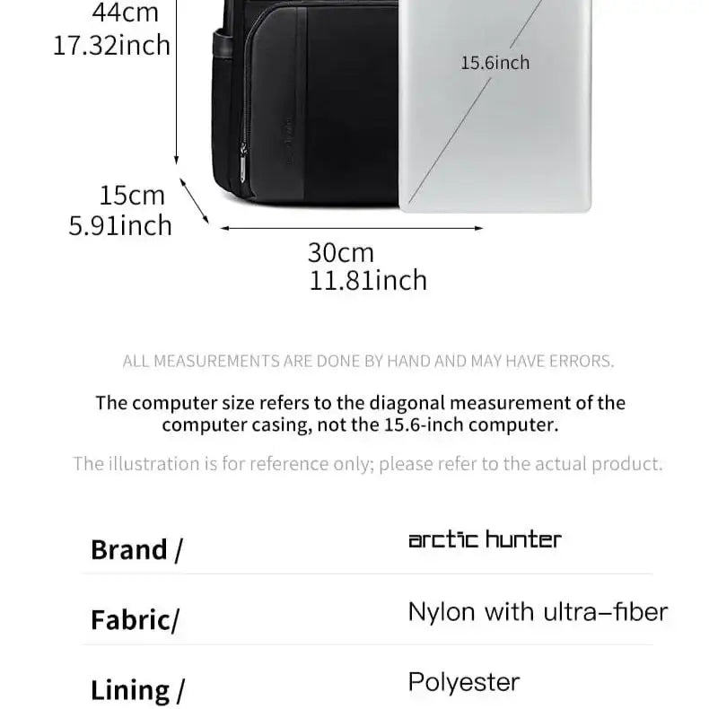حقيبة ظهر Arctic Hunter i-Schizo B00808 للأعمال متعددة المقصورات للكمبيوتر المحمول (15.6 بوصة)