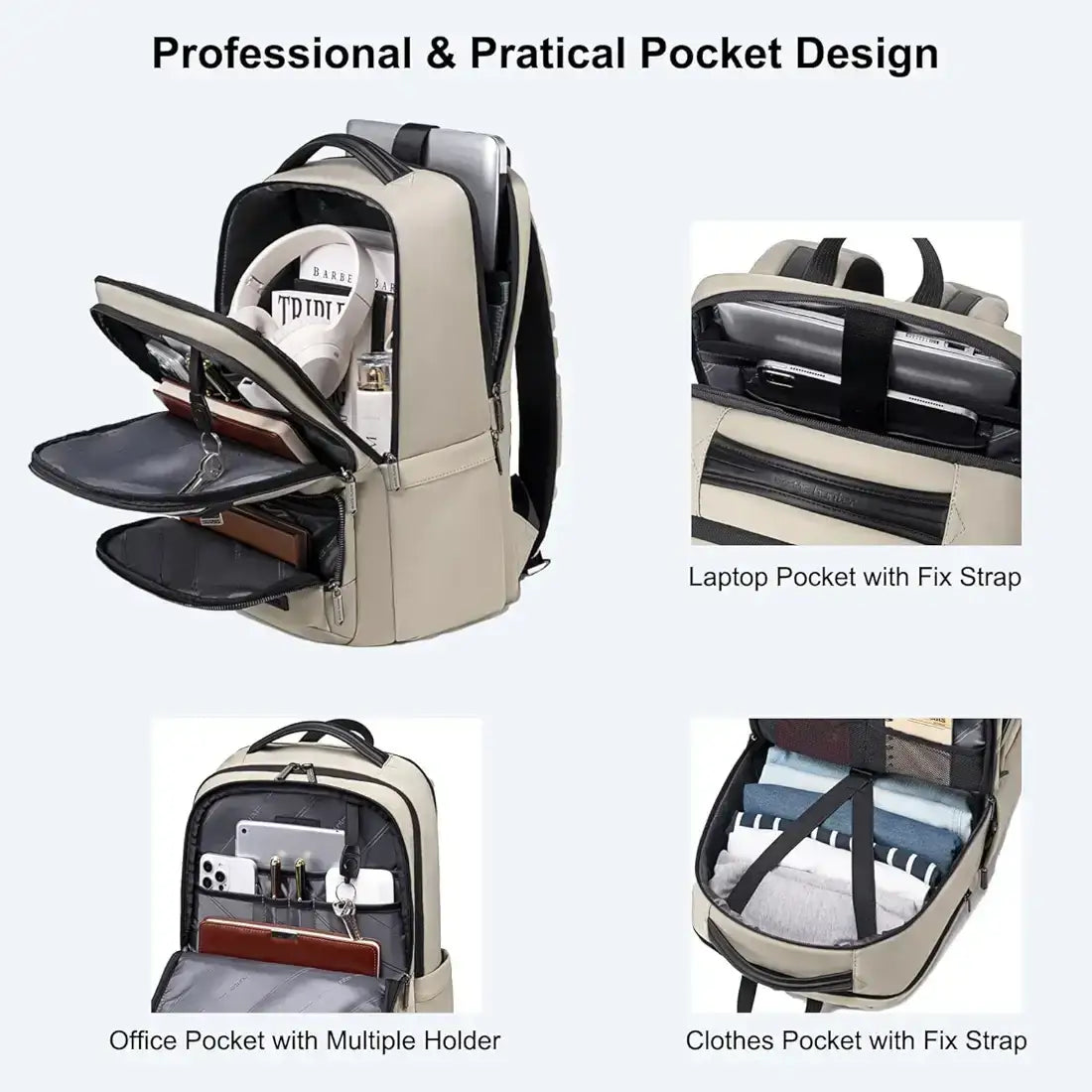 Arctic Hunter B00807 Business Backpack for Men Women 20L Back Compartments 15.6-inch Premium Laptop حقيبة ظهر Arctic Hunter B00807 للأعمال للرجال والنساء بسعة 20 لترًا مع حجرات خلفية للكمبيوتر المحمول مقاس 15.6 بوصة