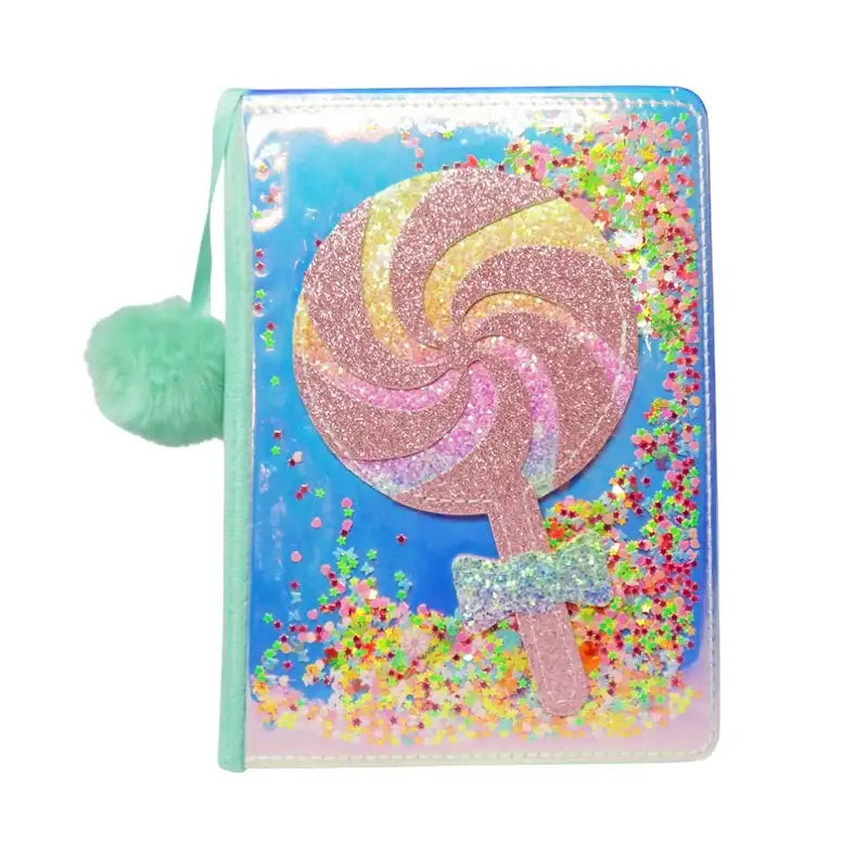 دفتر ملاحظات لامع وناعم بتصميم كرتوني على شكل مصاصة، بألون النهدي، الأخضر - Sooqja سوقجة