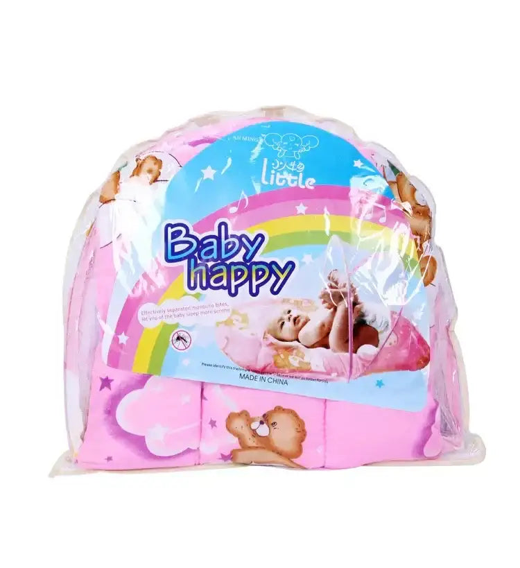 ناموسية بيبي هابي Baby Happy مع فرشة مبطنة للأطفال – لون زهري وازرق
