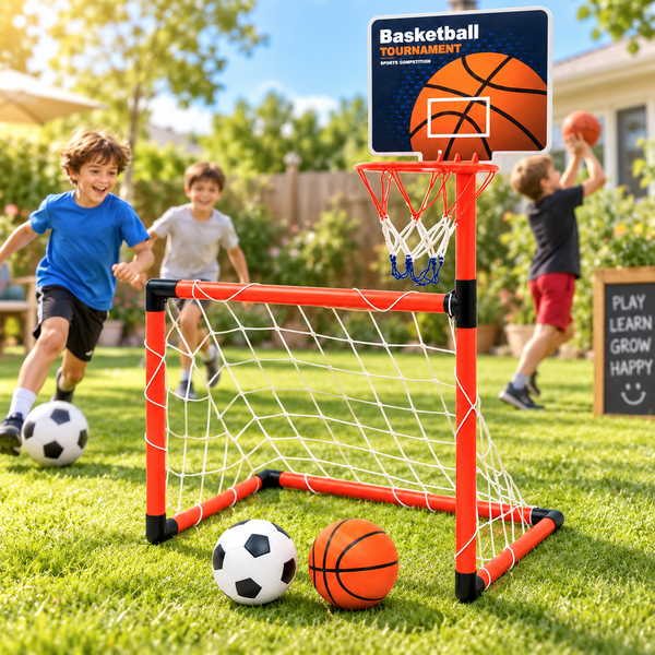 Equipment Sports Series Set – مجموعة ألعاب رياضية كرة القدم و السلة للأطفال (20 قطعة)