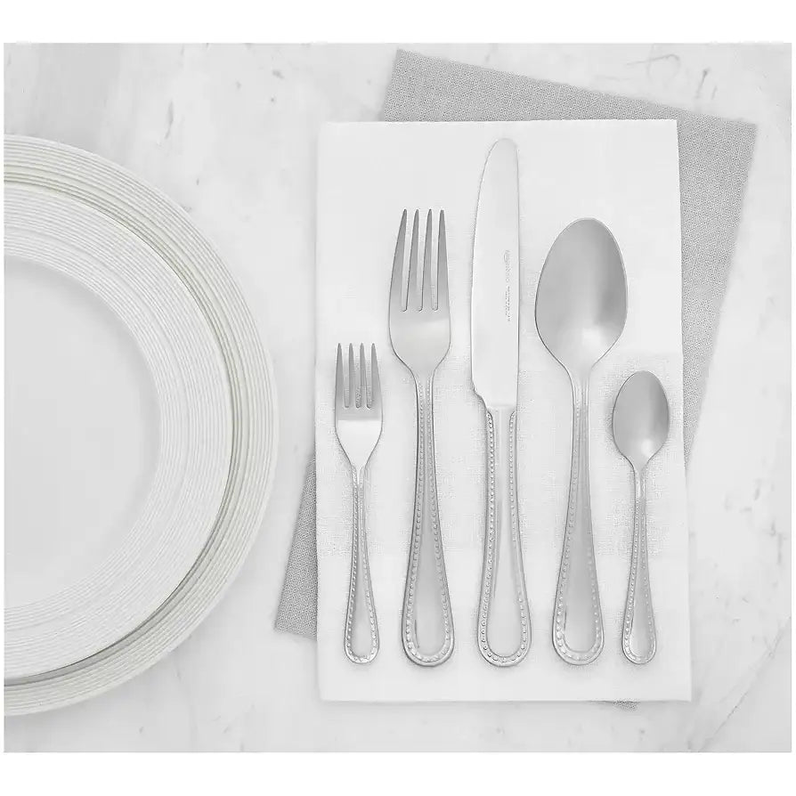 طقم أدوات مائدة من أمازون بيسكس، 20 قطعة من الفولاذ المقاوم للصدأ بحافة لؤلؤية، تكفي 4 أشخاص - لون فضي - Sooqja سوقجة