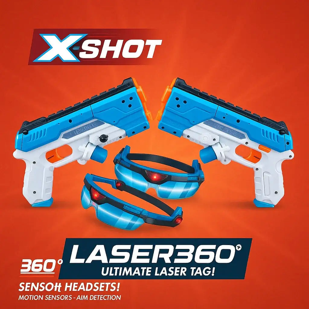 مسدسات X-Shot Laser مع مستشعر 360° درجة متوفرة باللون الأزرق فقط - Sooqja سوقجة