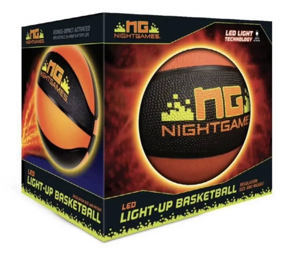 كرة سلة Night Games المضيئة بإضاءة LED بالحجم الرسمي .