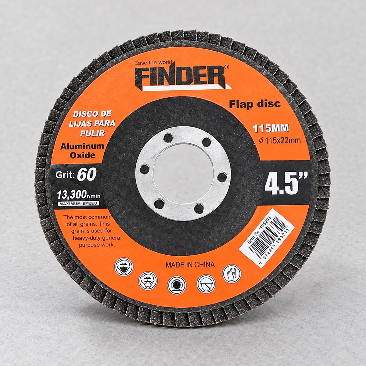 قرص تجليخ/صنفرة زاوي – Finder – حبيبات 60 – قياس 115 × 22 ملم