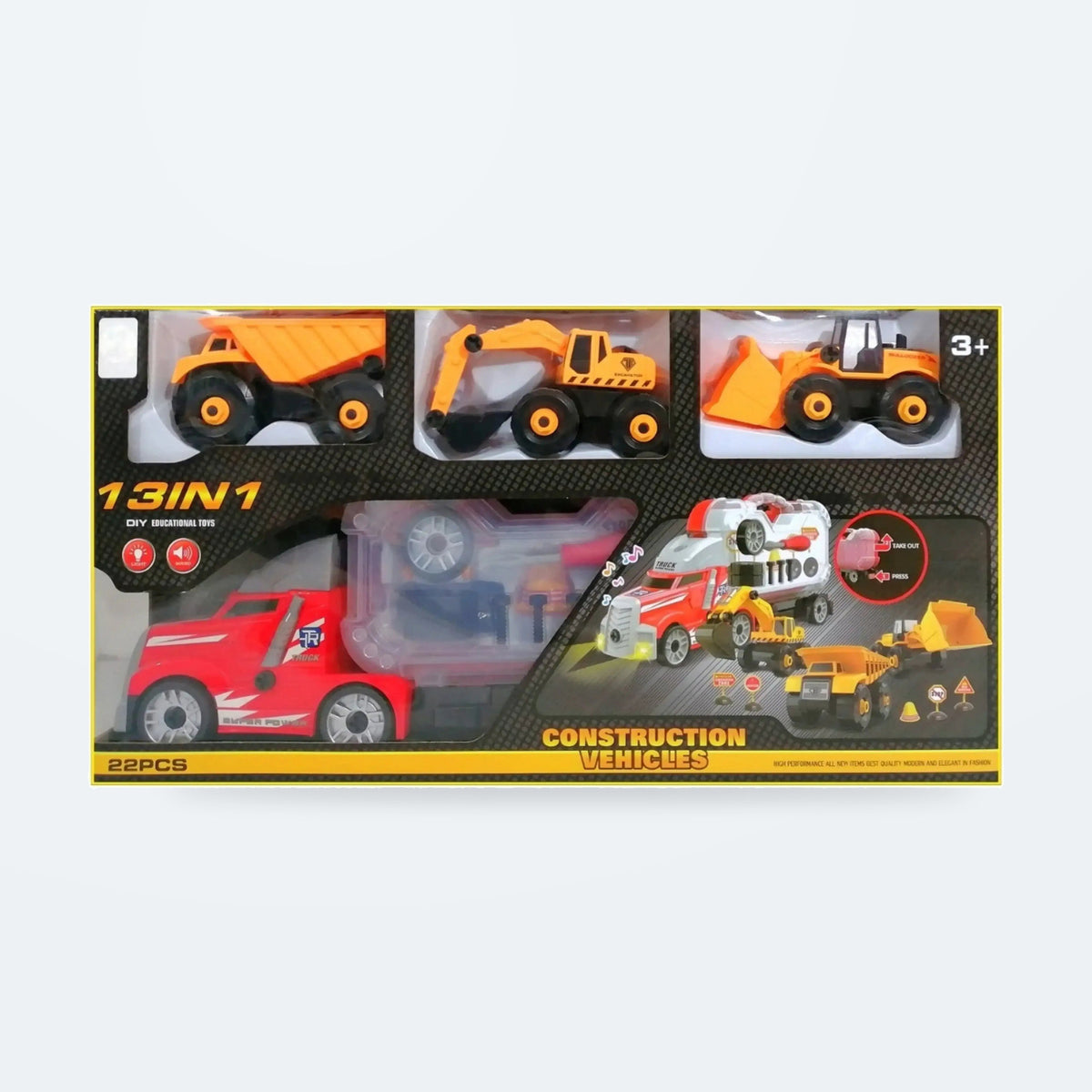 مجموعة سيارات البناء 13 في 1 – Construction Vehicles Set