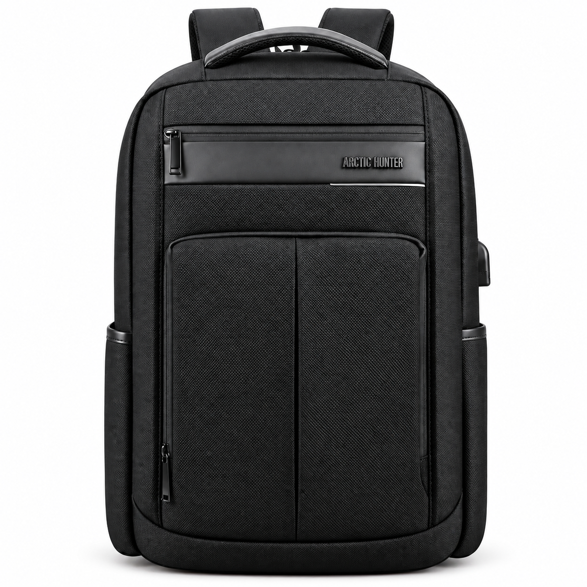 حقيبة ظهر Arctic Hunter B00121 – أنيقة وعملية مع منفذ USB وسعة 23 لتر على خلفية بيضاء بإضاءة واضحة وظل طبيعي خفيف