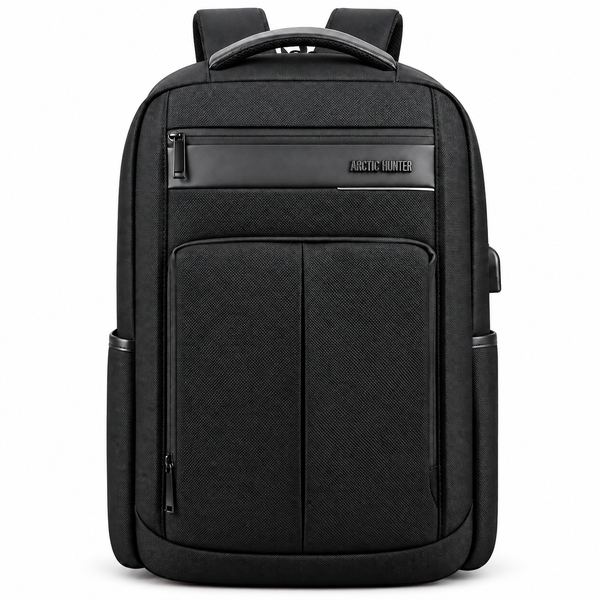 حقيبة ظهر Arctic Hunter B00121 – أنيقة وعملية مع منفذ USB وسعة 23 لتر على خلفية بيضاء بإضاءة واضحة وظل طبيعي خفيف